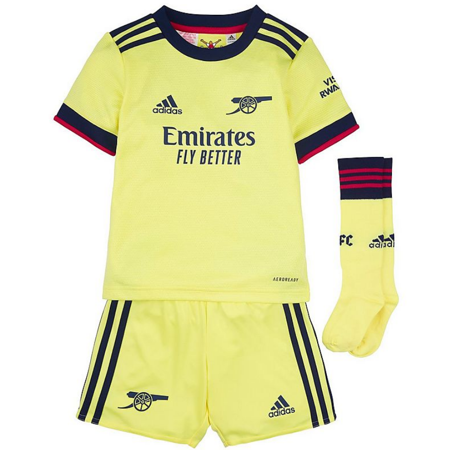 2021/22 Arsenal Kids Away Yellow Soccer Kits Shirt With Shorts